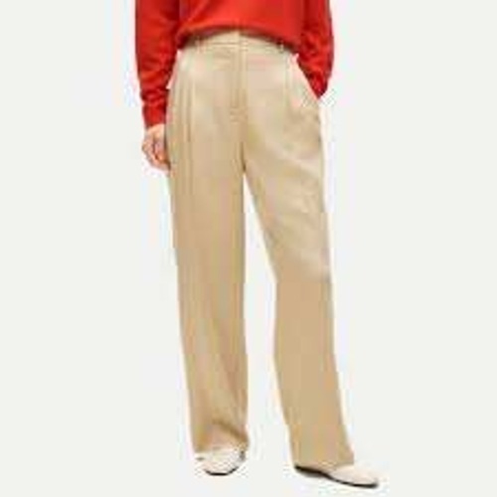 J.Crew Pleated Trousers Women 2P Tan High Rise Wide Leg Lyocell CX513